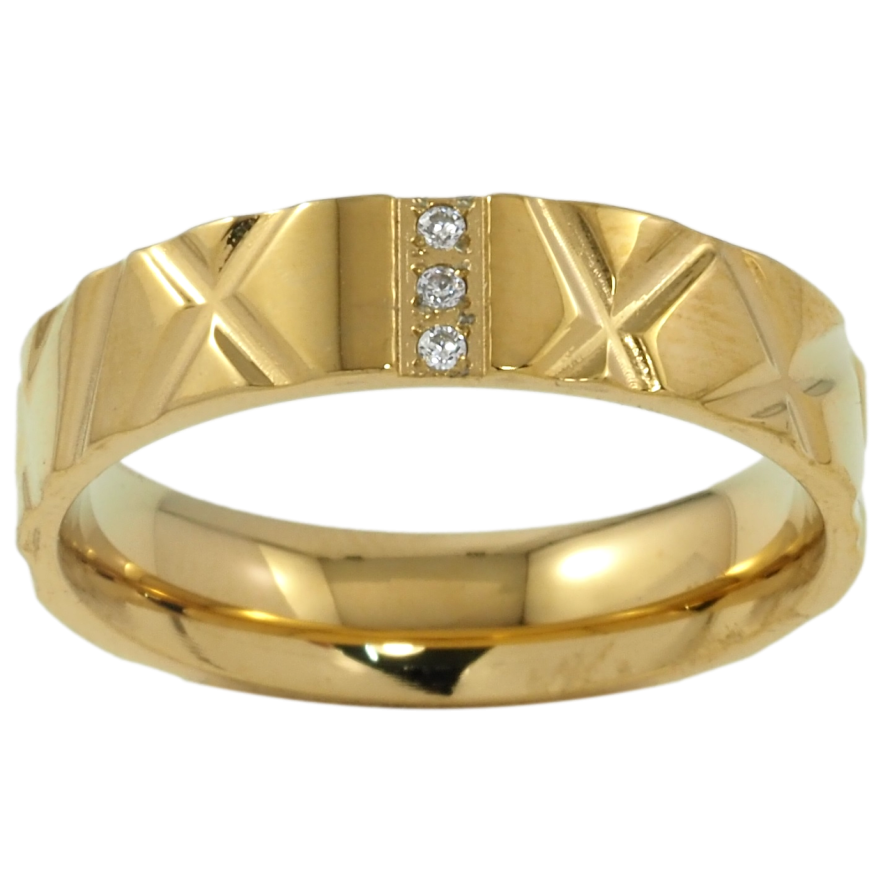 Кольцо Xuping TTM Stainless Steel Цвет 14К Декоративный узор с цирконием, шир. 5мм фото №1