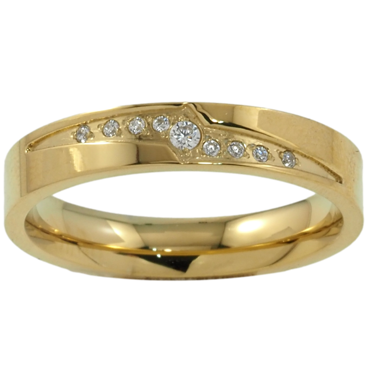 Кольцо Xuping TTM Stainless Steel Цвет 14К Декоративный узор с цирконием, шир. 4мм фото №13