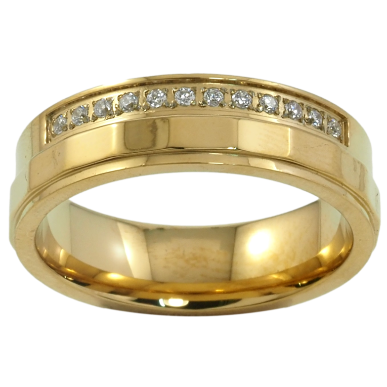 Каблучка Xuping TTM Stainless Steel Колір 14К «Доріжка цирконію, шир. 6мм» фото №1