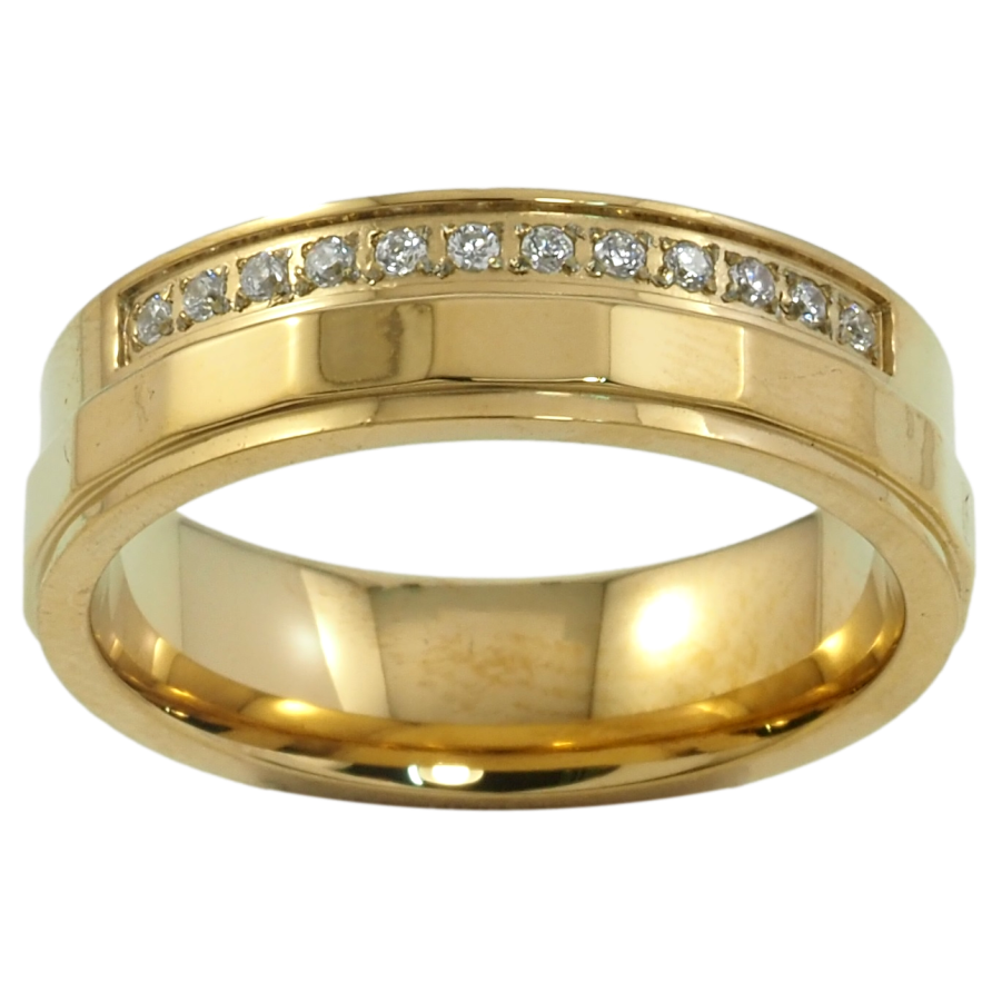 Кольцо Xuping TTM Stainless Steel Цвет 14К Дорожка циркония, шир. 6мм фото №1