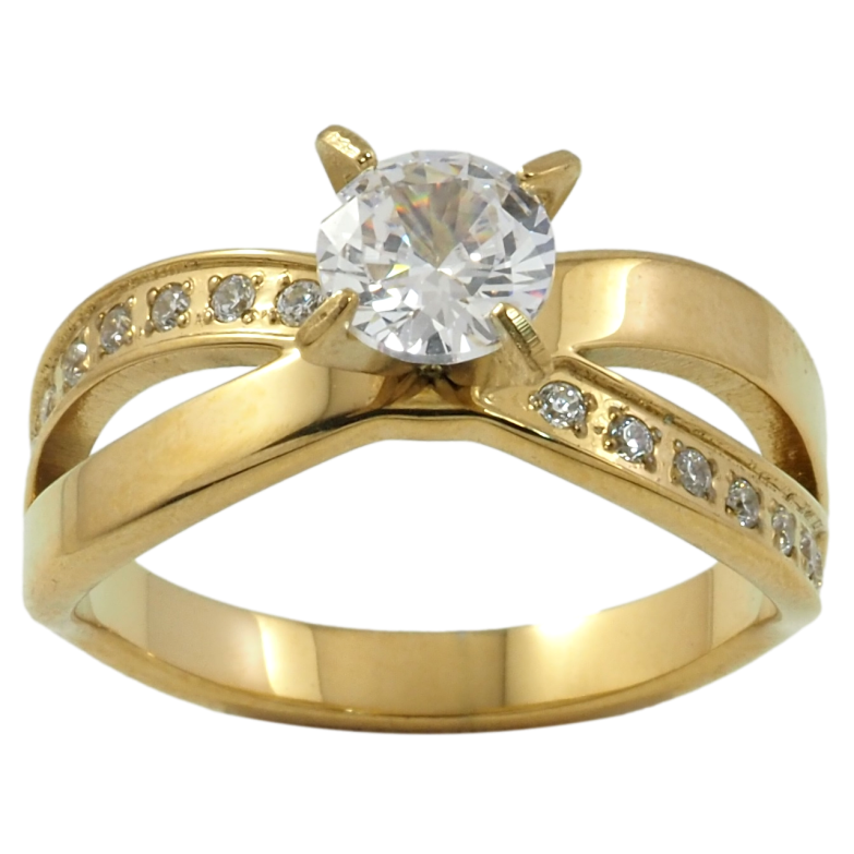 Кольцо Xuping TTM Stainless Steel Цвет 14К Узор с фианитом фото №5