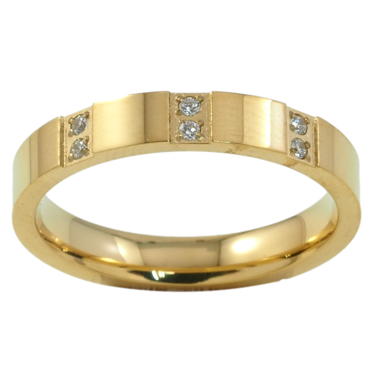 Кольцо Xuping TTM Stainless Steel Цвет 14К Узор с цирконием, шир. 4мм фото №16