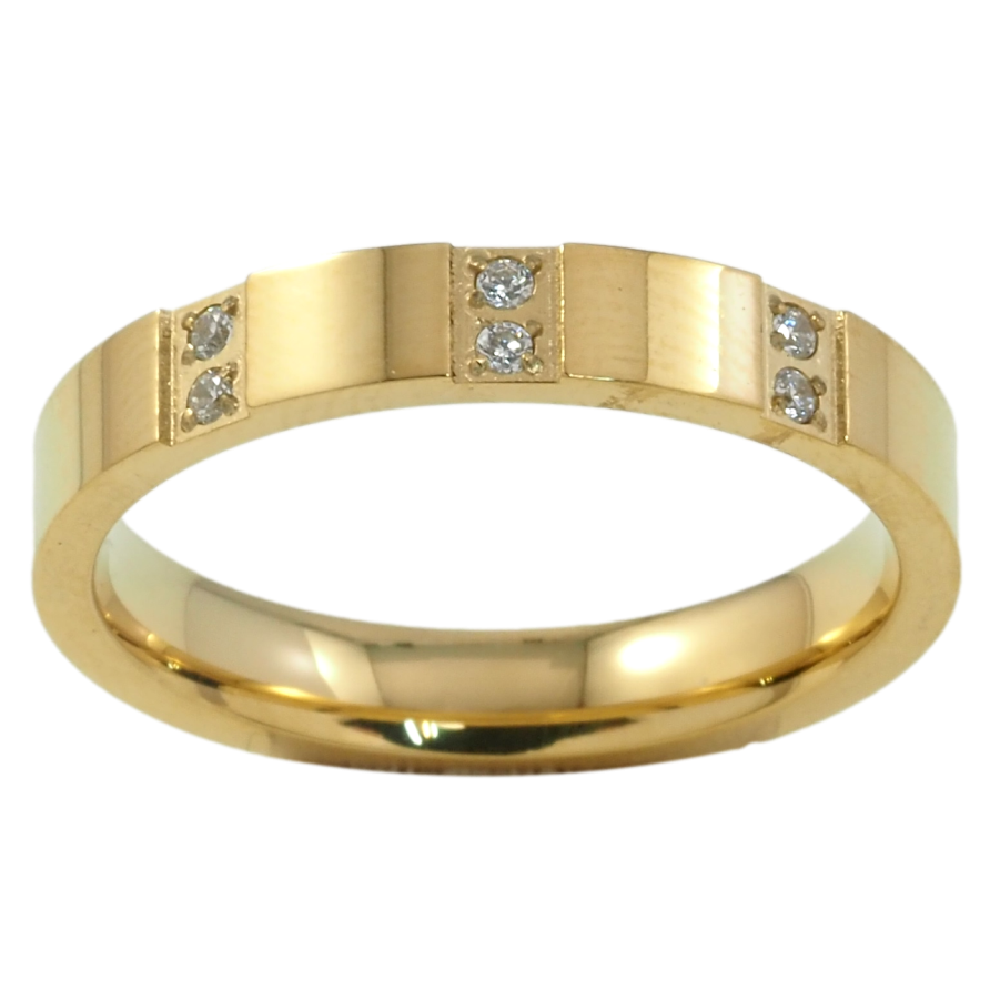 Кольцо Xuping TTM Stainless Steel Цвет 14К Узор с цирконием, шир. 4мм фото №1