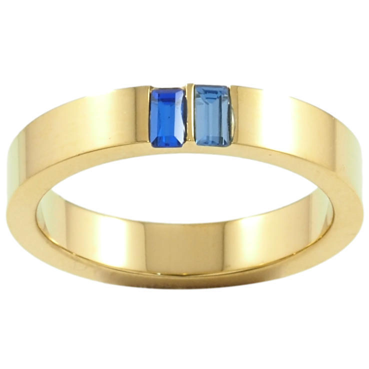 Кольцо Xuping TTM Stainless Steel Цвет 14К Вставка два синих кристалла, шир. 4мм фото №16