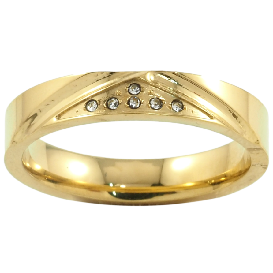 Кольцо Xuping TTM Stainless Steel Цвет 14К Узор с цирконием, шир. 4мм фото №1