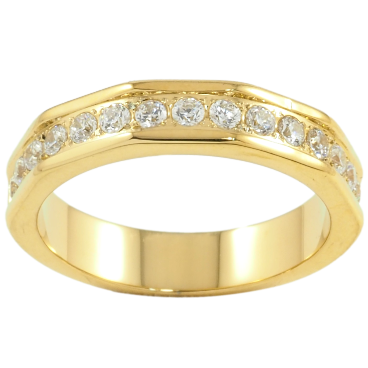 Кольцо Xuping TTM Stainless Steel Цвет 14К Дорожка циркония шир. 5мм фото №10