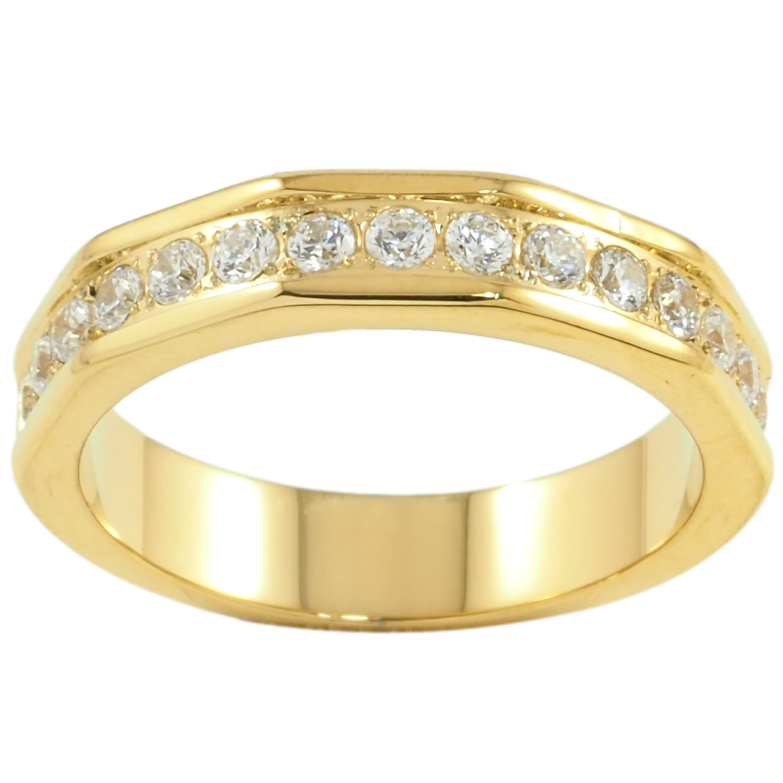 Каблучка Xuping TTM Stainless Steel Колір 14К «Доріжка цирконію шир. 5мм» фото №1