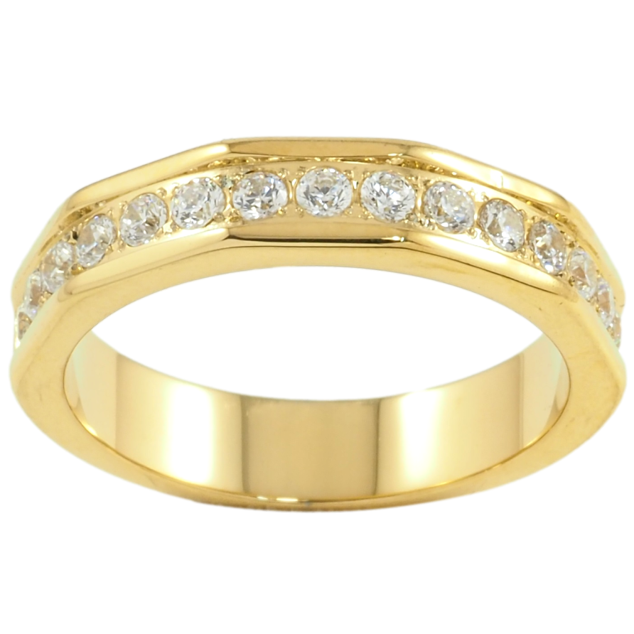 Кольцо Xuping TTM Stainless Steel Цвет 14К Дорожка циркония шир. 5мм фото №1