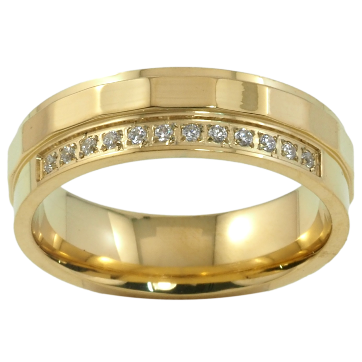 Кольцо Xuping TTM Stainless Steel Цвет 14К Дорожка циркония шир. 6мм фото №8