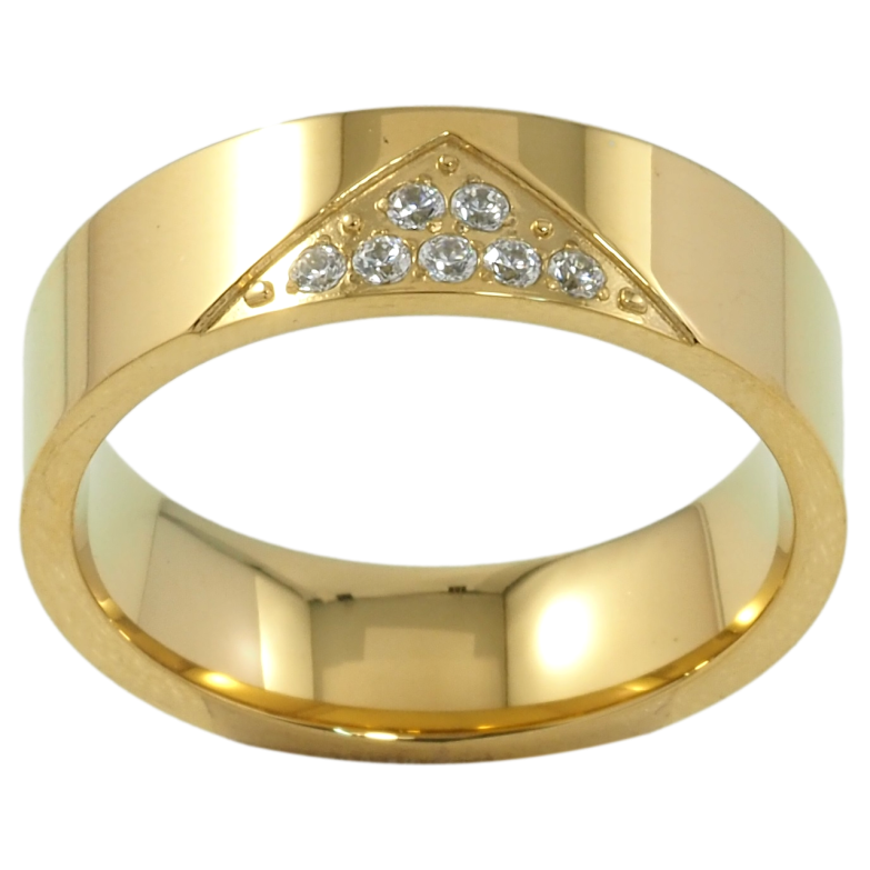 Кольцо Xuping TTM Stainless Steel Цвет 14К Узор с цирконием, шир. 6мм фото №1