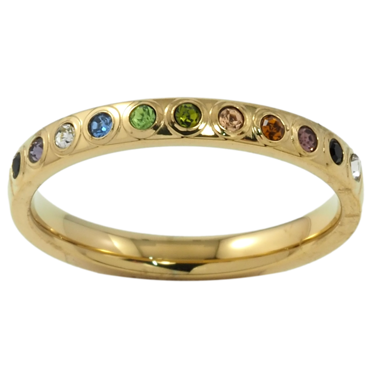 Кольцо Xuping TTM Stainless Steel Цвет 14К Дорожка разноцветного циркония, шир. 3.5мм фото №17