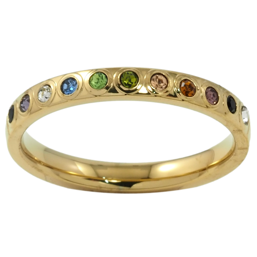 Кольцо Xuping TTM Stainless Steel Цвет 14К Дорожка разноцветного циркония, шир. 3.5мм фото №1