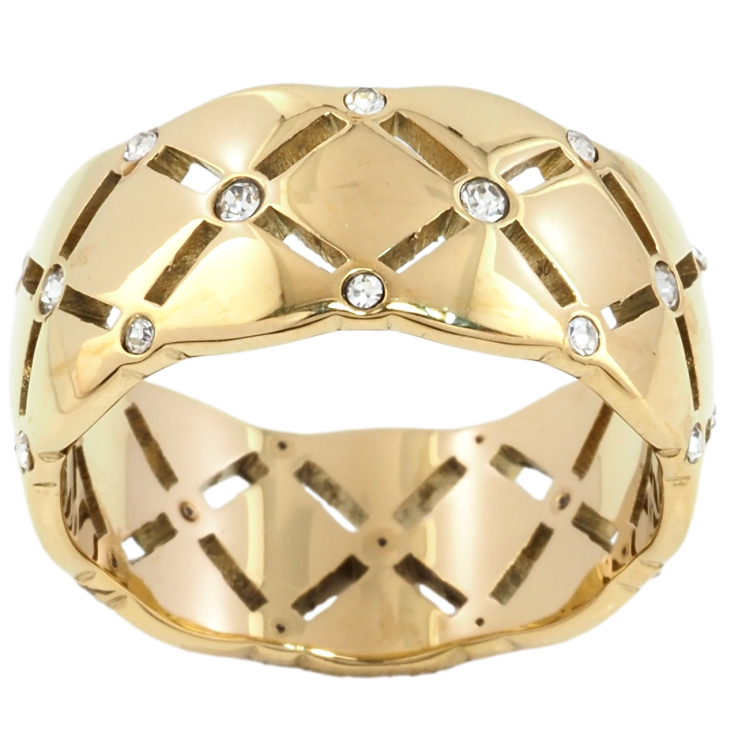 Кольцо Xuping TTM Stainless Steel Цвет 14К Резной узор с вставками циркония фото №6