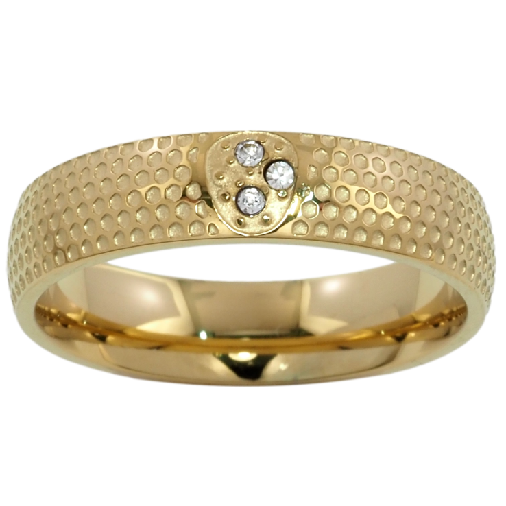 Кольцо Xuping TTM Stainless Steel Цвет 14К Декоративный узор с цирконием, шир. 5мм фото №12