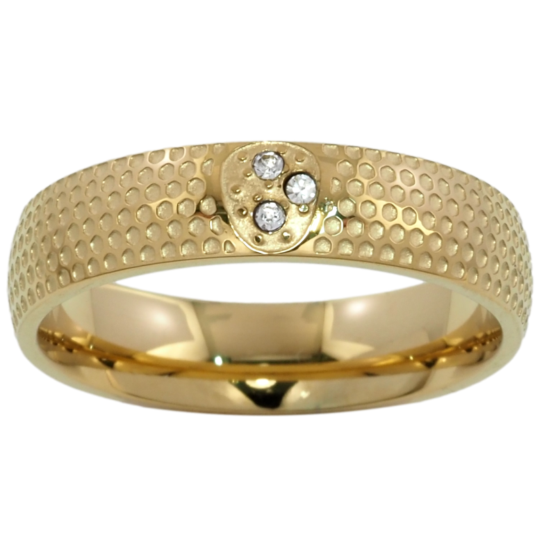 Кольцо Xuping TTM Stainless Steel Цвет 14К Декоративный узор с цирконием, шир. 5мм фото №1