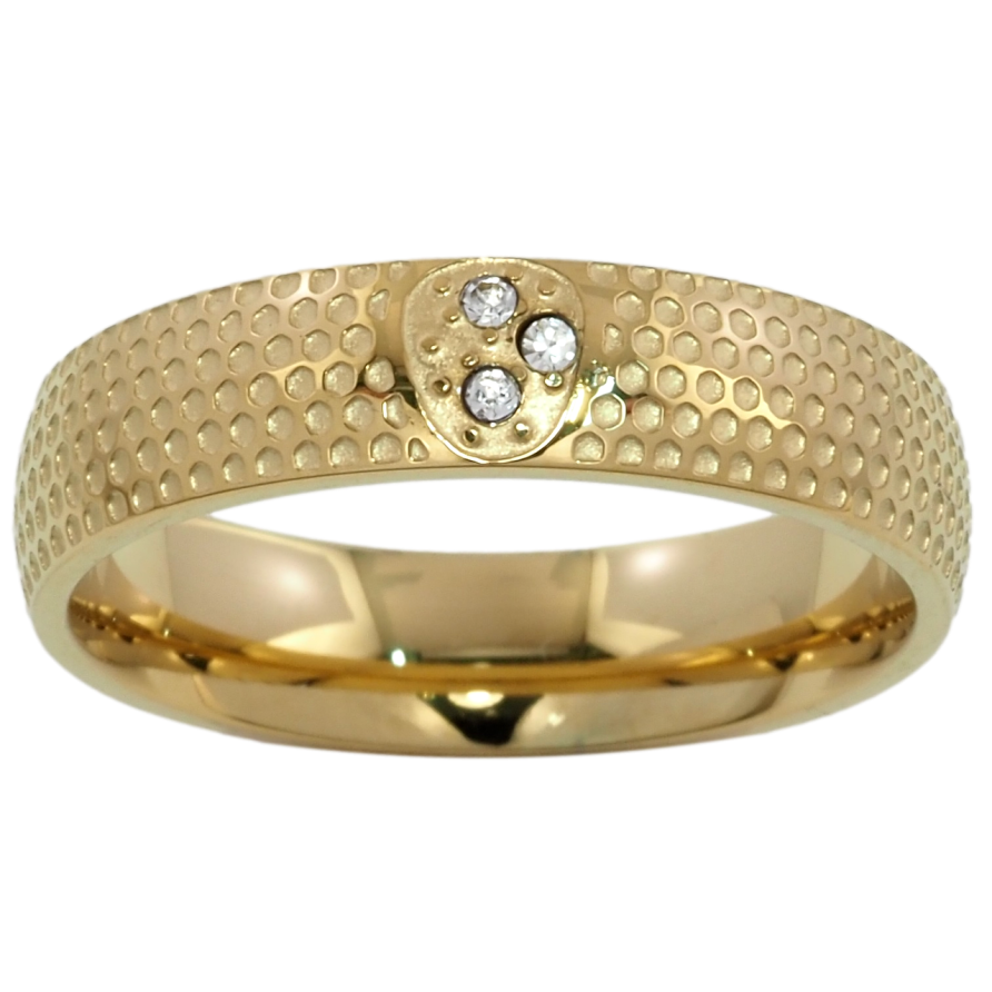 Кольцо Xuping TTM Stainless Steel Цвет 14К Декоративный узор с цирконием, шир. 5мм фото №1