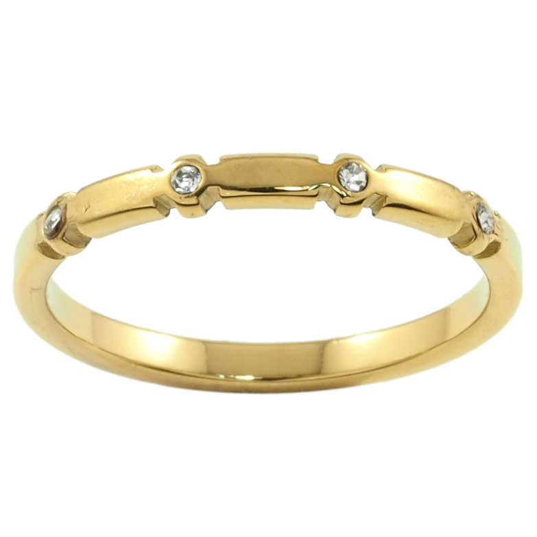 Каблучка Xuping TTM Stainless Steel Колір 14К «Візерунок з цирконієм» фото №1