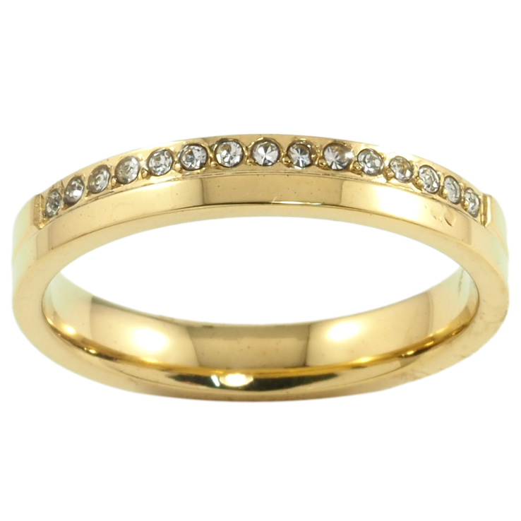 Кольцо Xuping TTM Stainless Steel Цвет 14К Дорожка циркония, шир. 3.5мм фото №7