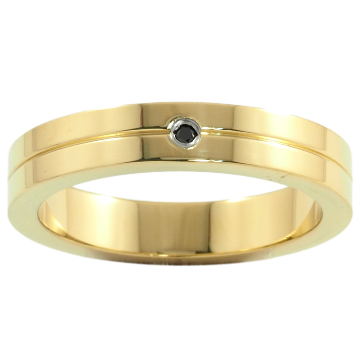 Кольцо Xuping TTM Stainless Steel Цвет 14К Вставка черный кристалл, шир. 4мм фото №2