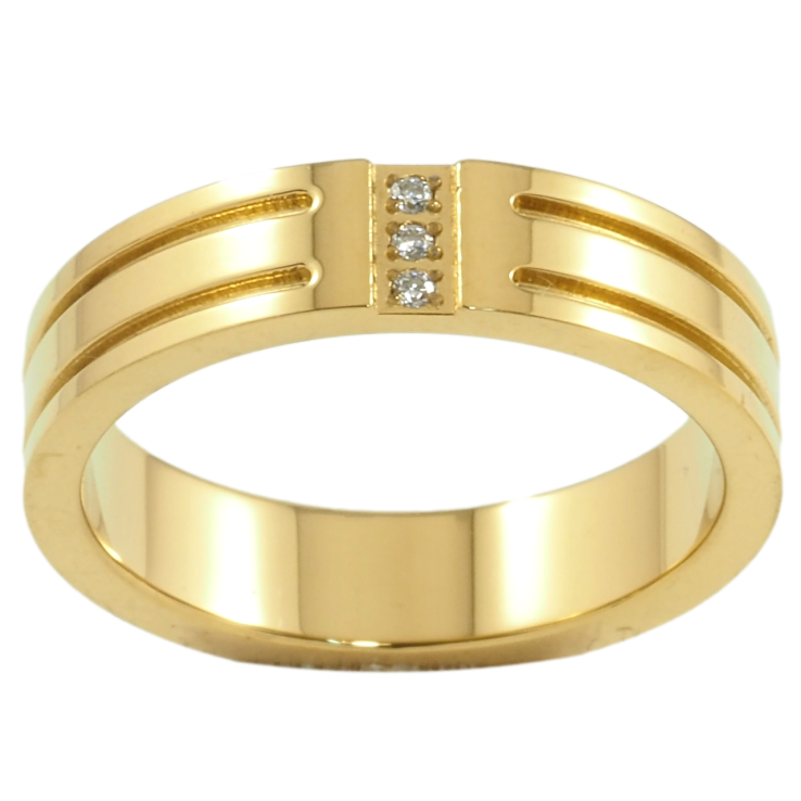 Кольцо Xuping TTM Stainless Steel Цвет 14К Узор с цирконием, шир. 5мм фото №3