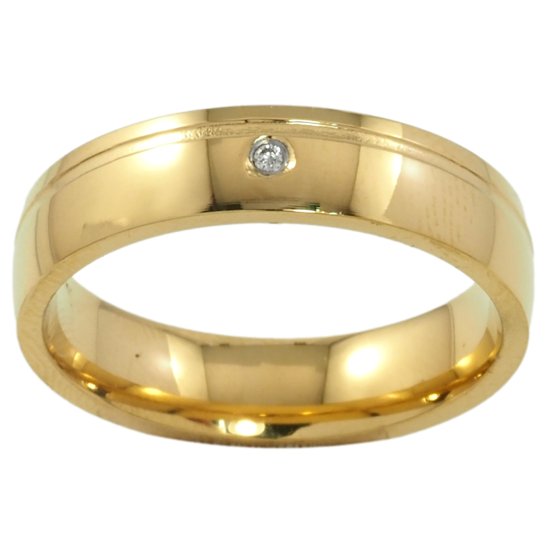 Кольцо Xuping TTM Stainless Steel Цвет 14К Вставка цирконий, шир. 5мм фото №1