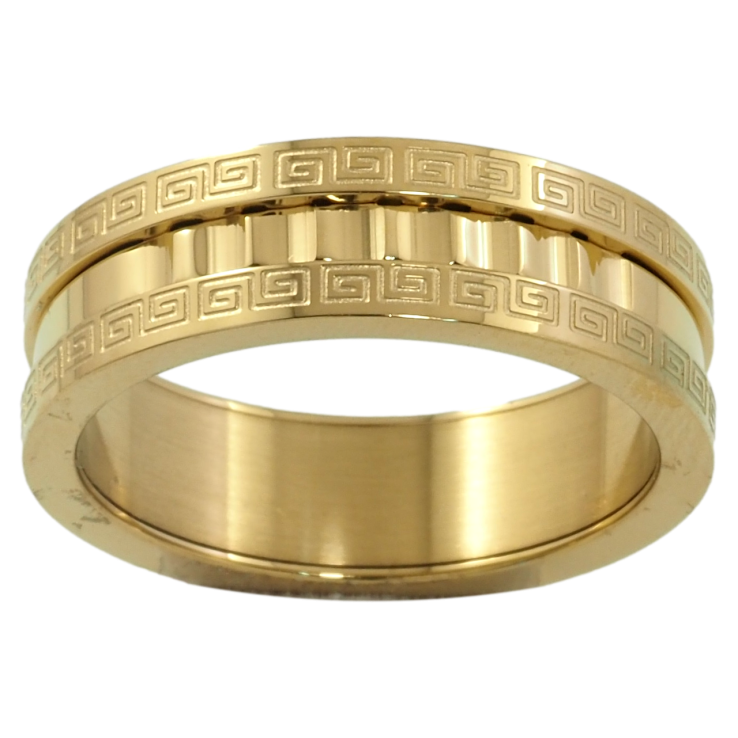Кольцо Xuping TTM Stainless Steel Цвет 14К Греческий узор, шир. 6мм фото №21