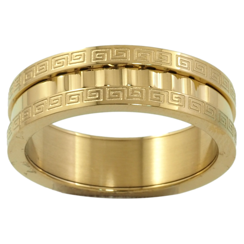 Каблучка Xuping TTM Stainless Steel Колір 14К «Грецький візерунок, шир. 6мм» фото №5