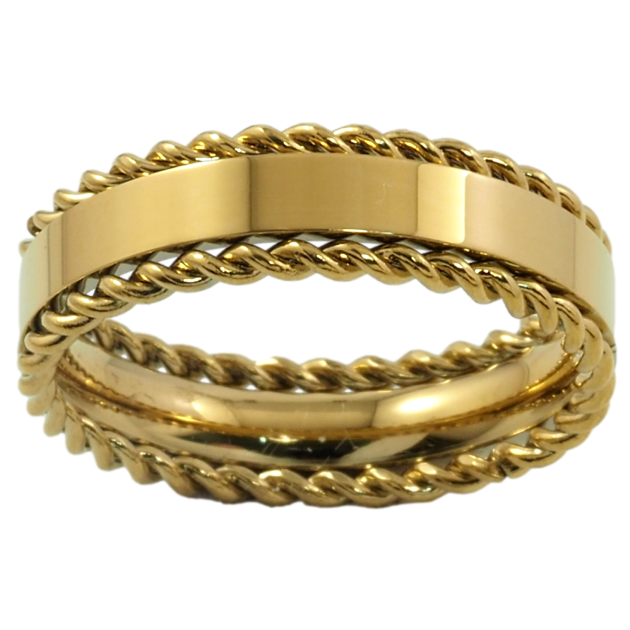 Кольцо Xuping TTM Stainless Steel Цвет 14К Декоративный узор, шир. 6мм фото №1