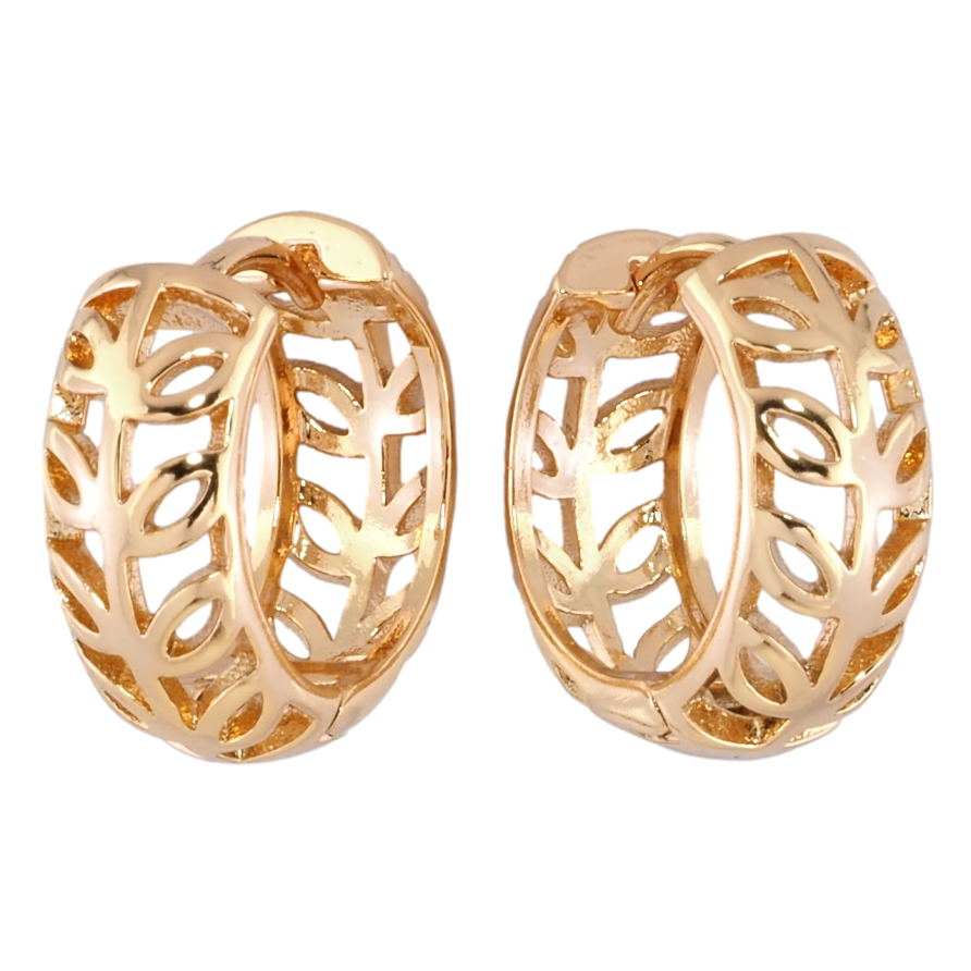 Серьги Xuping Позолота 18K колечки Резной узор веточки фото №1