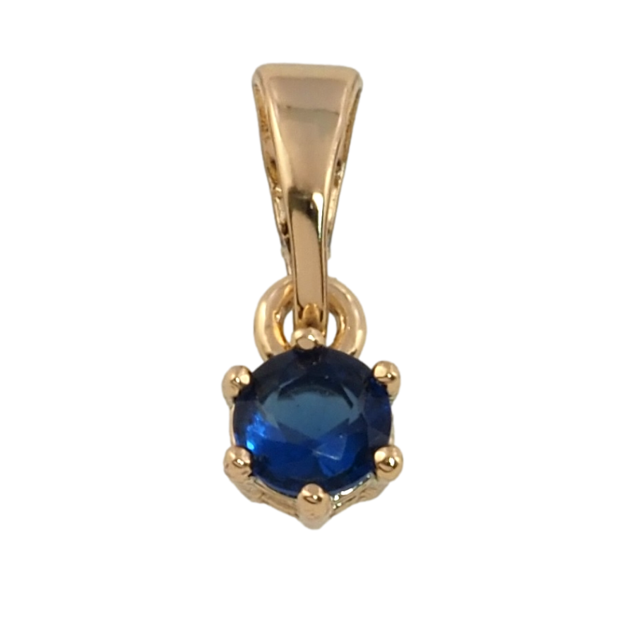 Кулон Xuping Позолота 18K Синій фіаніт, ø 4мм» для ланцюжка до 5мм фото №1
