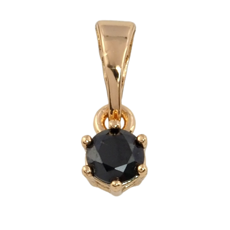 Кулон Xuping Позолота 18K Чорний фіаніт, ø 4мм» для ланцюжка до 5мм фото №1