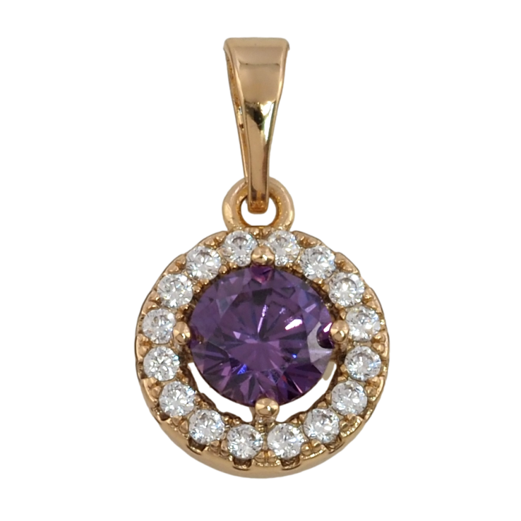 Кулон Xuping Позолота 18K Бузковий фіаніт в обрамленні цирконію» для ланцюжка до 5мм фото №3