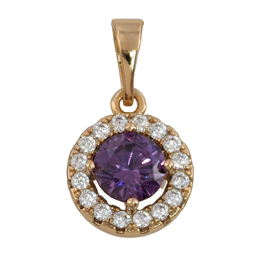 Кулон Xuping Позолота 18K Бузковий фіаніт в обрамленні цирконію» для ланцюжка до 5мм фото №1