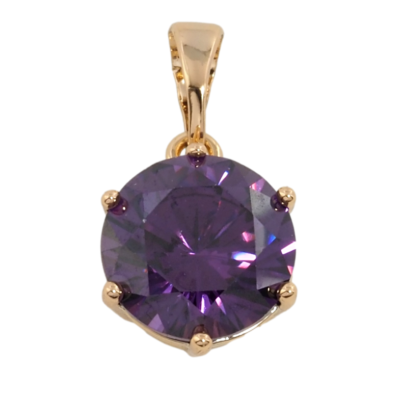 Кулон Xuping Позолота 18K Сиреневый фианит, ø 10мм для цепочки до 5мм фото №1