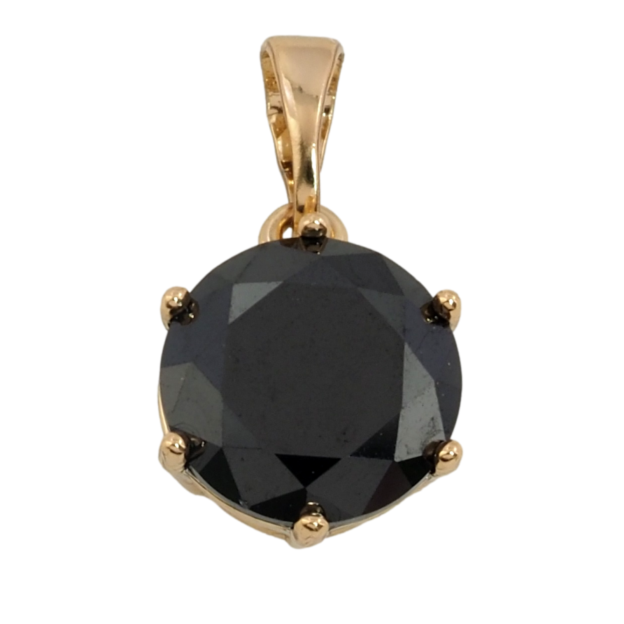 Кулон Xuping Позолота 18K Чорний фіаніт, ø 10мм» для ланцюжка до 5мм фото №1