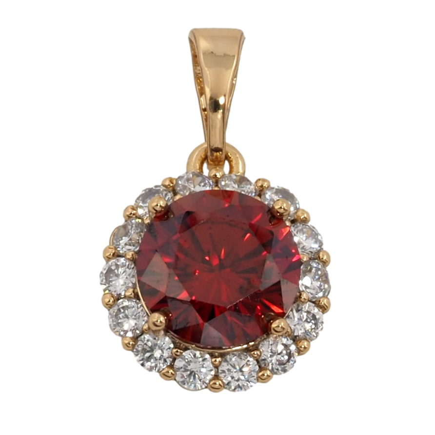 Кулон Xuping Позолота 18K Червоний фіаніт в обрамленні цирконію для ланцюжка до 5мм фото №1