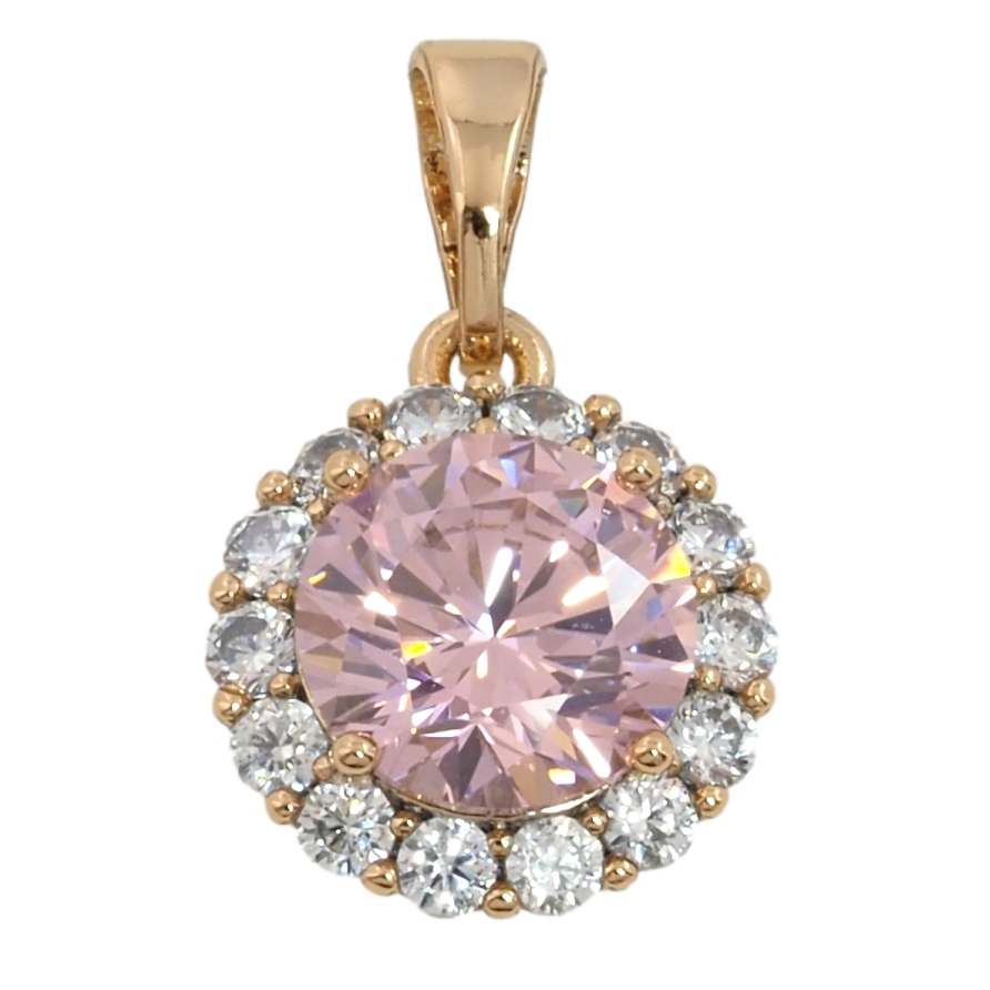 Кулон Xuping Позолота 18K Рожевий фіаніт в обрамленні цирконію для ланцюжка до 5мм фото №1