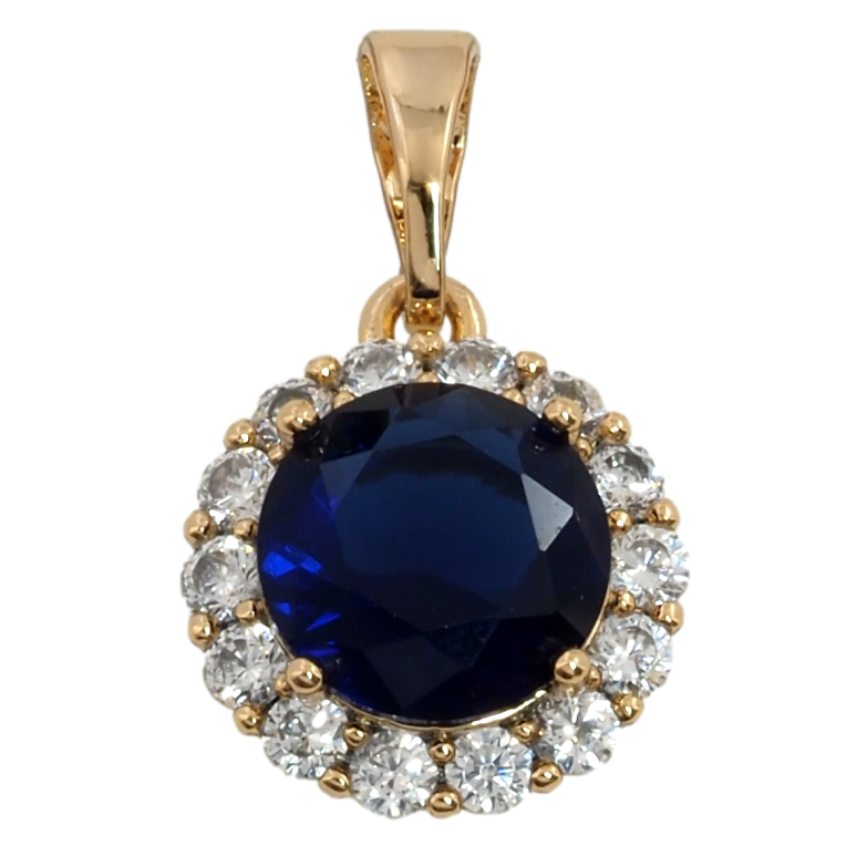 Кулон Xuping Позолота 18K Синій фіаніт в обрамленні цирконію для ланцюжка до 5мм фото №1