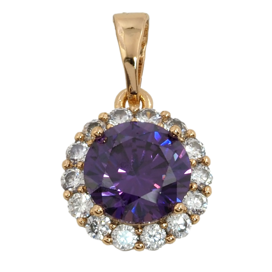 Кулон Xuping Позолота 18K Бузковий фіаніт в обрамленні цирконію для ланцюжка до 5мм фото №1