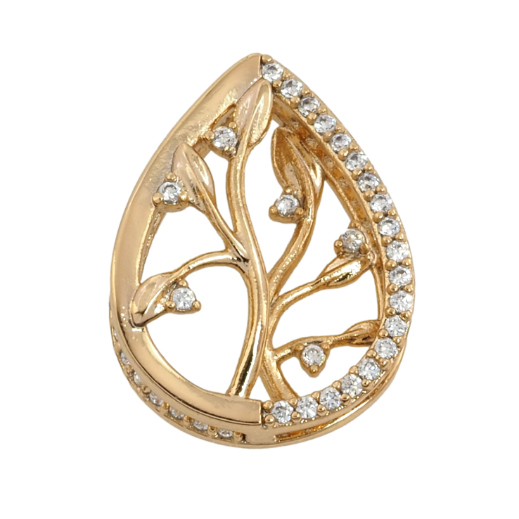 Кулон Xuping Позолота 18K «Крапелька з гілочкою і цирконієм» для ланцюжка до 3 мм фото №9