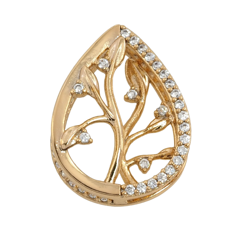 Кулон Xuping Позолота 18K «Крапелька з гілочкою і цирконієм» для ланцюжка до 3 мм фото №16