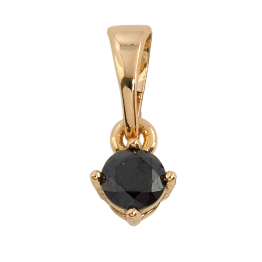 Кулон Xuping Позолота 18K Чорний фіаніт, ø 4мм» для ланцюжка до 5мм фото №1