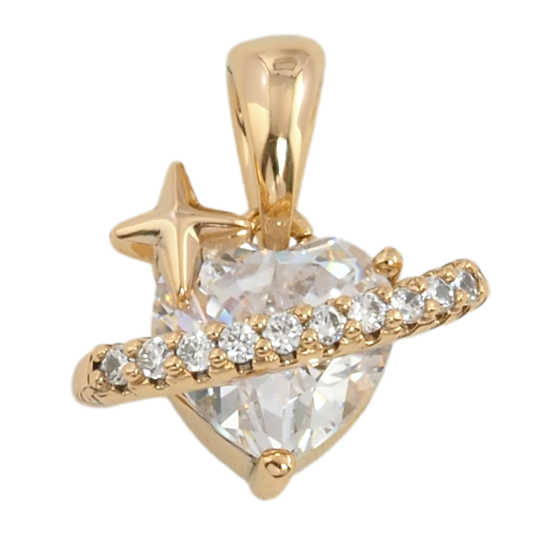 Кулон Xuping Позолота 18K Кристальное сердечко-Сатурн для цепочки до 4мм фото №2