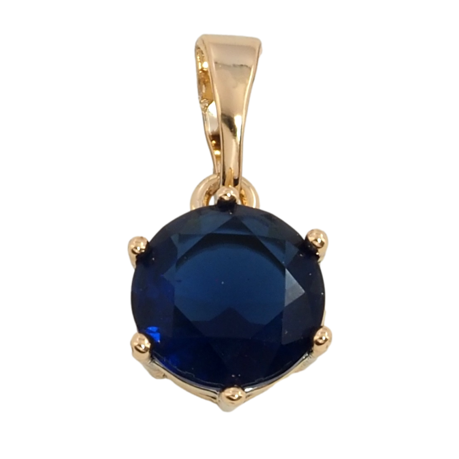 Кулон Xuping Позолота 18K Синій фіаніт, ø 8мм» для ланцюжка до 5мм фото №1