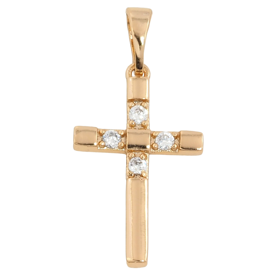 Кулон Xuping Позолота 18K Хрест з цирконієм для ланцюжка до 5мм фото №1