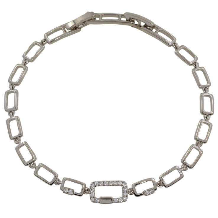 Браслет Xuping Родій «Прямокутні ланки з цирконієм» розмір з доп. замком 17,19см х 4.5мм фото №23
