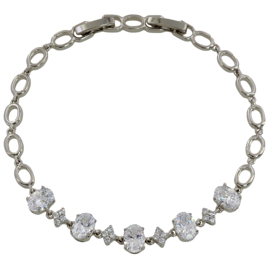 Браслет Xuping Родий Дорожка фианитов размер с доп. замком 17,19см х 4.5мм фото №1