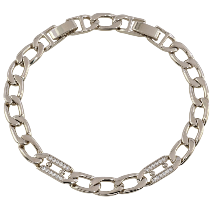 Браслет Xuping Родій «Ланцюжок «Панцирний з декоративними вставками» розмір з доп. замком 17.5,19.5см х 7мм фото №25