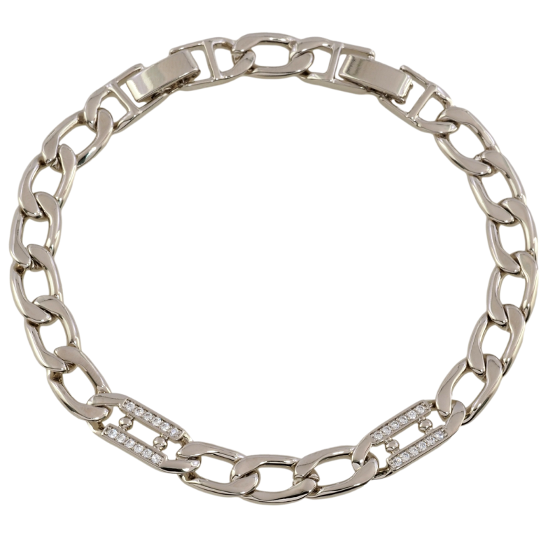 Браслет Xuping Родій «Ланцюжок «Панцирний з декоративними вставками» розмір з доп. замком 17.5,19.5см х 7мм фото №1