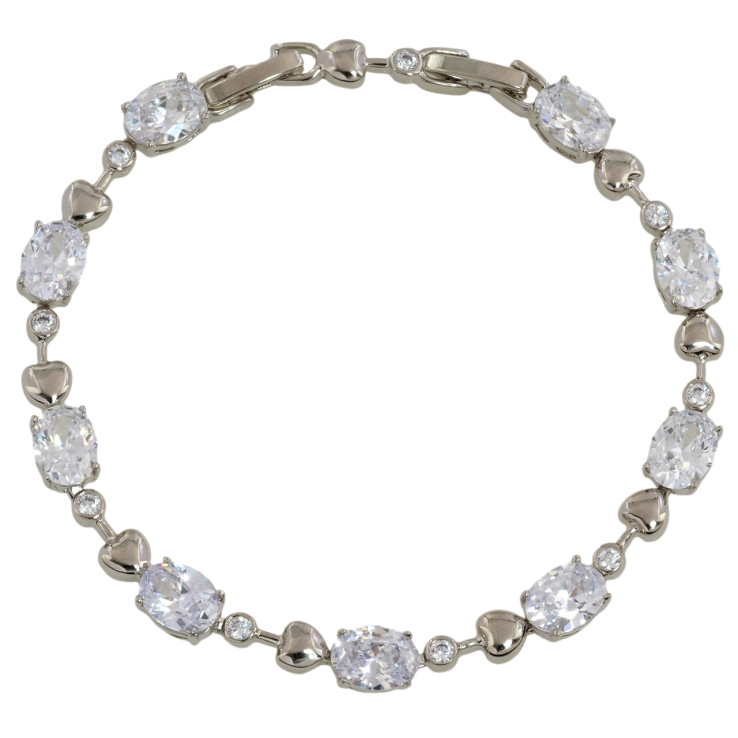 Браслет Xuping Родій «Фіаніти з сердечками» розмір з доп. замком 17.5,19.5см х 3-6мм фото №22